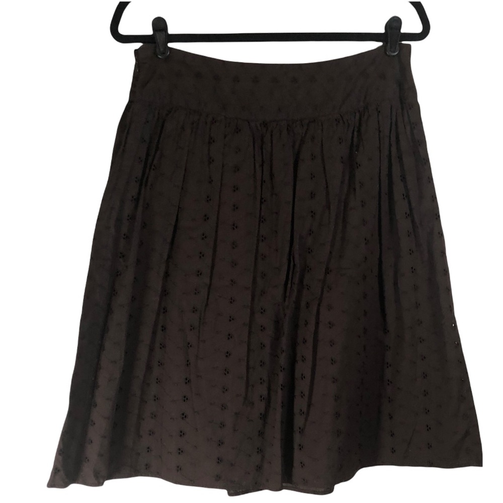 Merona 6 Skirt Brown Eyelet Cotton Lined Boho Cottagecore A Line - Picture 8 of 8